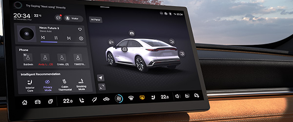 Nahaufnahme des Farbdisplays im Mazda6e